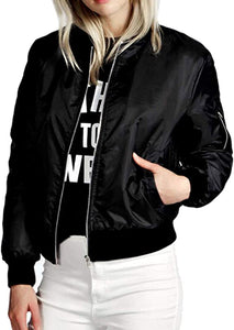 Lightweight Satin Bomber Jacket Zip Up